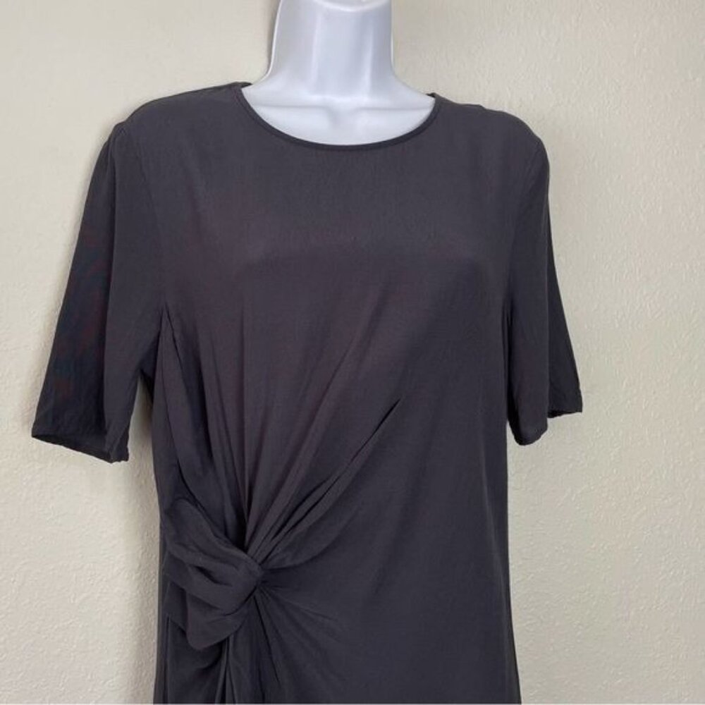 H&M dark gray short sleeve crepe dress 6 - Picture 3 of 11